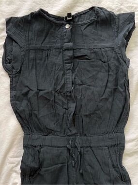 Girls' 6 Black Sleeveless Romper Jumpsuit with Drawstring Waist